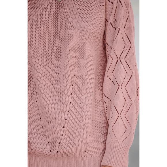 CUPSHE Blush Pink Cutout Pointelle Knit Sweater NEW Sz - M - Picture 4 of 6